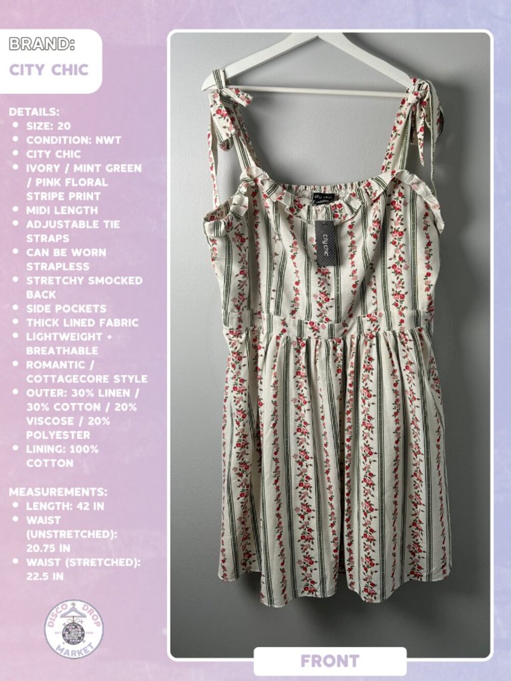 Floral Picnic Dress | City Chic Size 20 NWT
